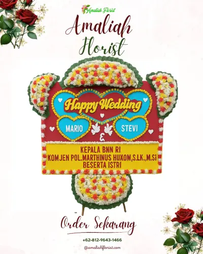 Karangan Papan Bunga Pernikahan di Bojonghaleuang